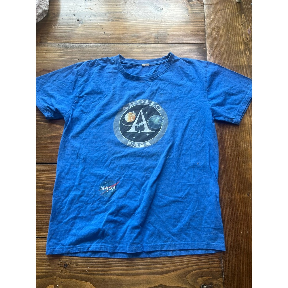 NASA Apollo Program Graphic T-Shirt Mens Medium Blue Short Sleeve Space Tee